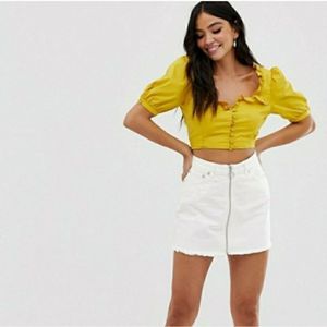 Free People Zip It Up Denim Mini Skirt